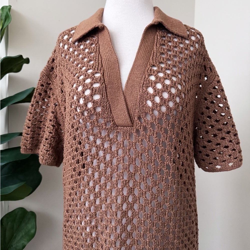 NWOT Brown Crocheted Dress - Picture 8 of 14